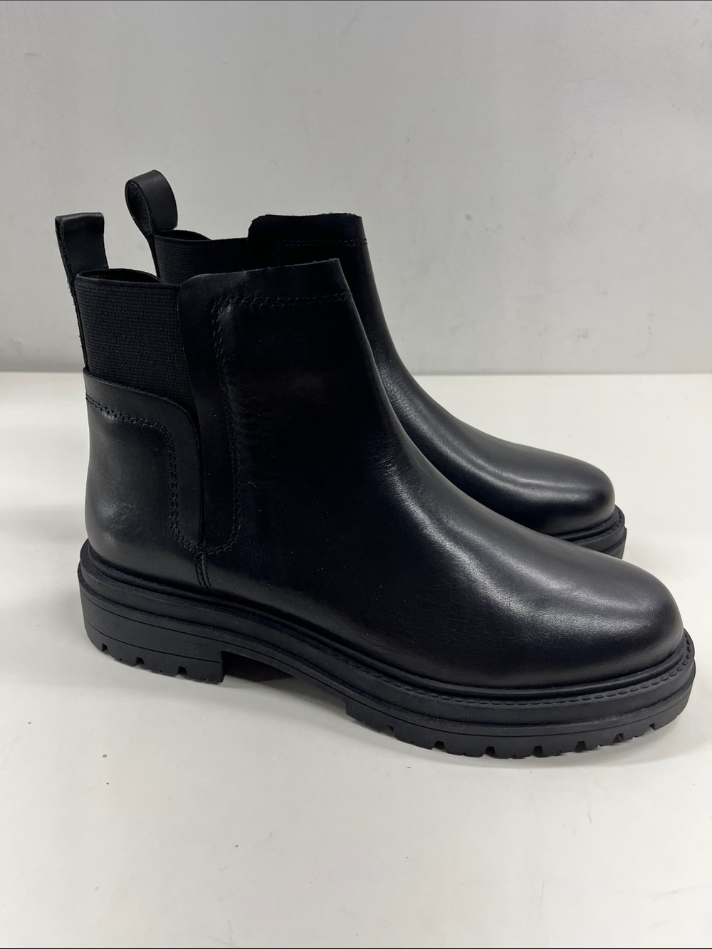 New Steve Madden Moira Black Leather Boots Size 8 - Picture 2 of 7